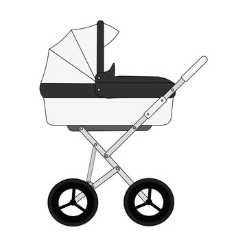 Cartoon children's stroller for a newborn baby.
