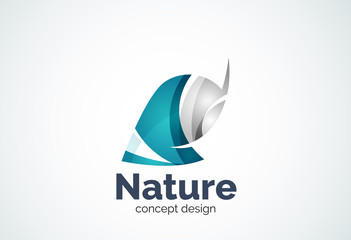 Abstract business company leaf logo template, green concept