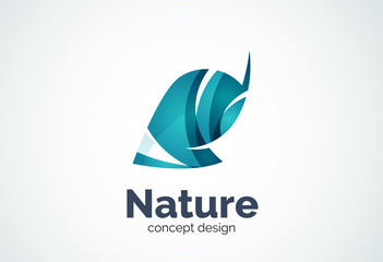 Abstract business company leaf logo template, green concept