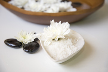 Obraz na płótnie Canvas Spa treatment and product for female feet and hand spa, Thailand. select focus 