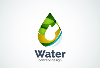 Abstract business company water drop logo template, conservation environmental nature concept