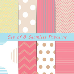 Set of Circle and Lines patterns. Repeating dots round abstract background for wall paper. Flat minimalistic design.
