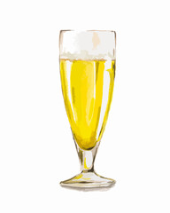 Watercolor beer glass on white background. Concept of bar, pub, beer demonstration and Oktoberfest.
