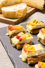 canapes with grilled brie and nectarine