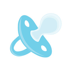 Blue cartoon latex baby nipple for newborn boy.