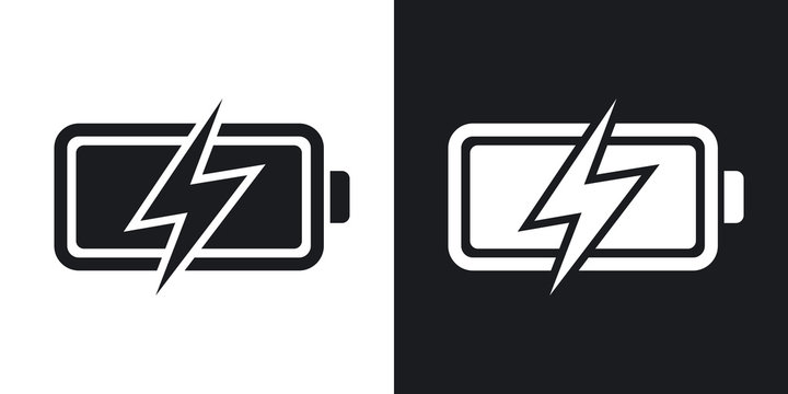 Vector battery icon, stock vector.  Two-tone version on black and white background