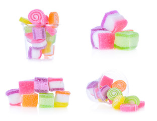 Jelly sweet, flavor fruit, candy dessert colorful on white backg