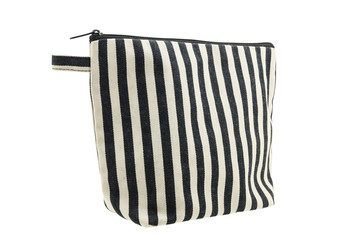 White and black striped cosmetic bag 