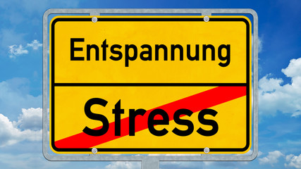 Obraz premium osg24 OrtsSchildGrafik osg - Ortsschild mit der Aufschrift Stress und Entspannung - 16zu9 g4624