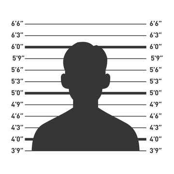 Police Lineup with Man Silhouette. Vector