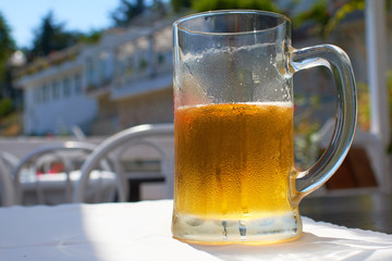 Two glasses of beer on the table