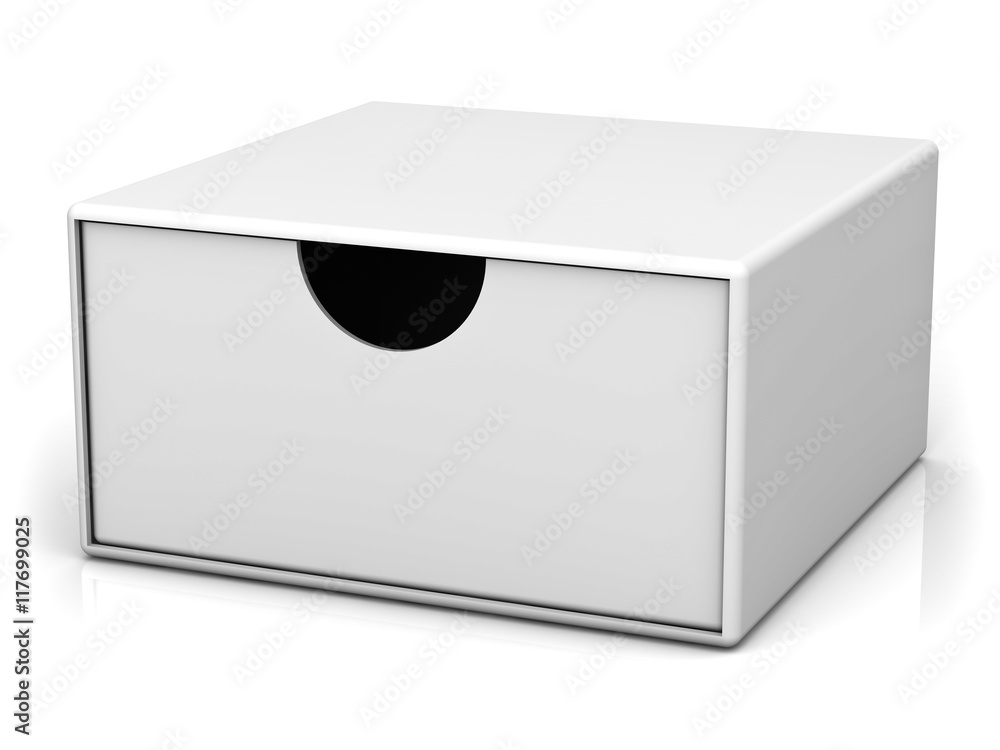 Aufkleber Blank box with lid isolated on white background with reflection 3D rendering