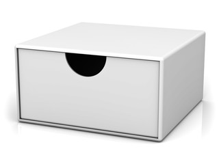 Blank box with lid isolated on white background with reflection 3D rendering