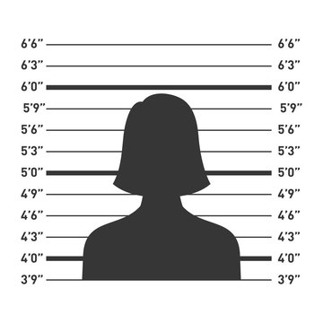 Police Lineup with Woman Silhouette. Vector