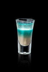 Shot cocktail on a black background