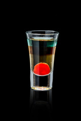 Shot cocktail on a black background