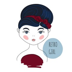 Retro girl vector illustration