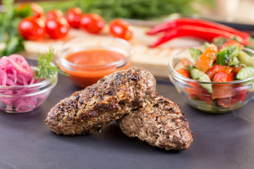 lula kebab of beef with vegetables