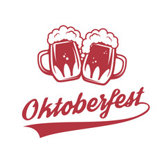 Octoberfest. Two vintage beer mug isolated on white background.