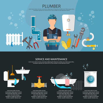 Professional plumber banner plumbing repair service