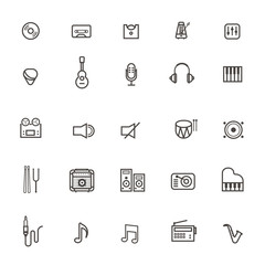 vector Music line icons on white background