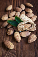 Almonds with leaves