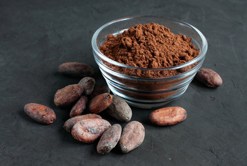 Cacao beans and powder