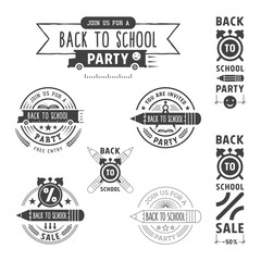 Back to school invitation and sale emblems