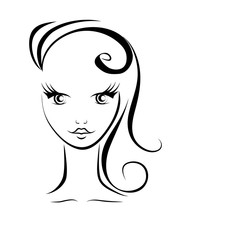 Beautiful face, hair with curls. vector