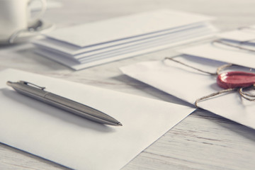 Letters with seal on table