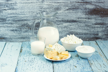 Set of different milk products