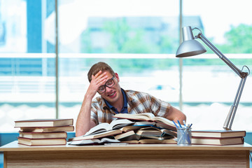 Young male student preparing for high school exams