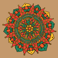 Hand drawn mandala, decorative round ornament.