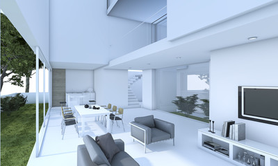Fototapeta na wymiar 3d rendering nice living room near the garden