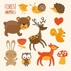 Naklejka premium Cute forest animals