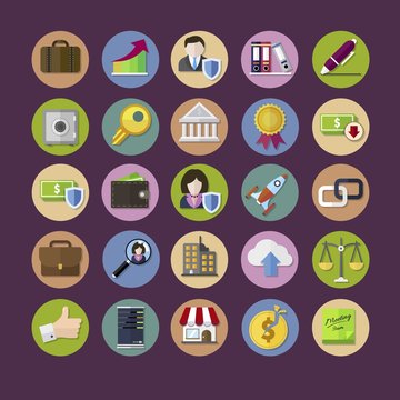 Colored business icons collection