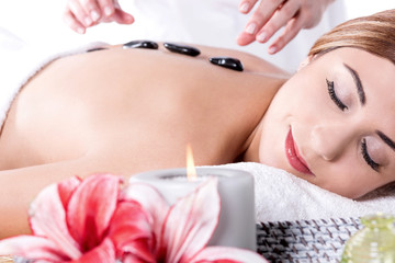 Obraz na płótnie Canvas Spa Woman.Hot Stones Massage