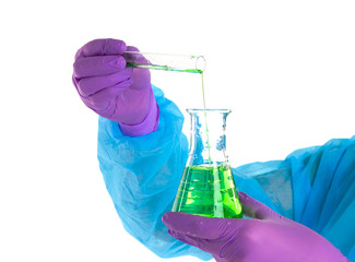 The woman transfuses different liquids