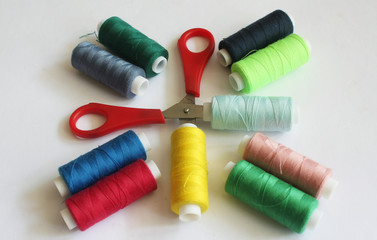 Bobbins of color thread