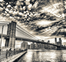 The Brooklyn Bridge at sunset, NYC
