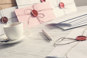 Letters with seal on table