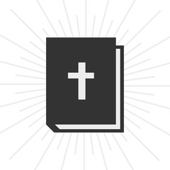 Fototapeta premium Icon book Bible in flat style and burst background