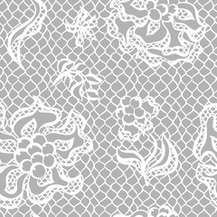 Seamless lace pattern with flowers. Vintage fashion textile