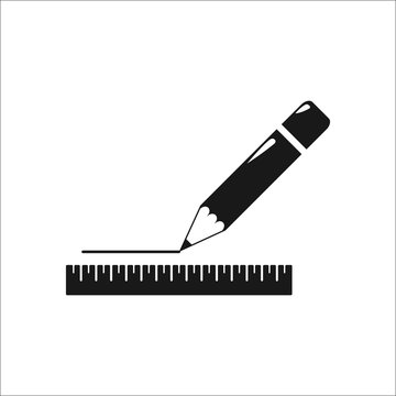 Drawing Pencil ruler symbol simple icon on background