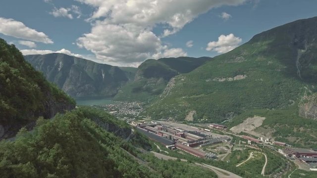 Amazing aerial view of the scenic Ovre Ardal village, Norway