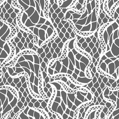 Seamless lace pattern with abstract waves. Vintage fashion textile