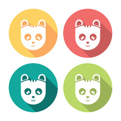 Tiger Cartoon Face Flat Icons Set
