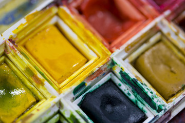 Messy Watercolour Artists Paint Bright Colours