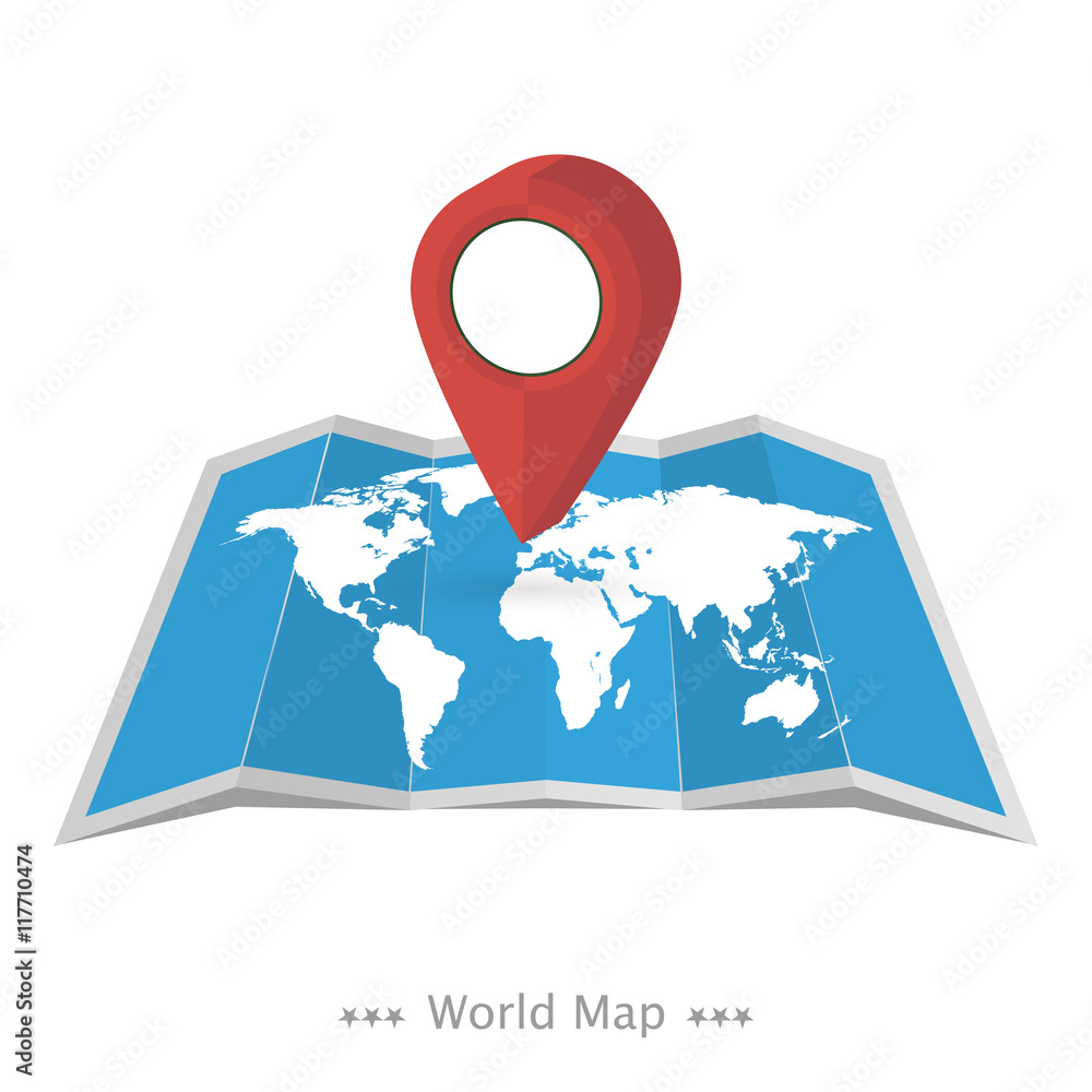 Aufkleber vector world map with pointer on white background