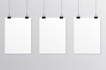 Hanging paper poster on wall poster. Vector illustration